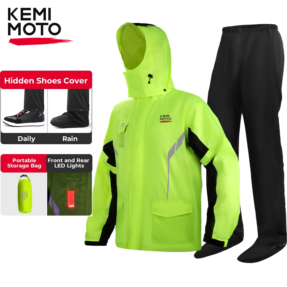 Motorcycle Gear For Men - KEMIMOTO Unisex Waterproof Raincoat Set with