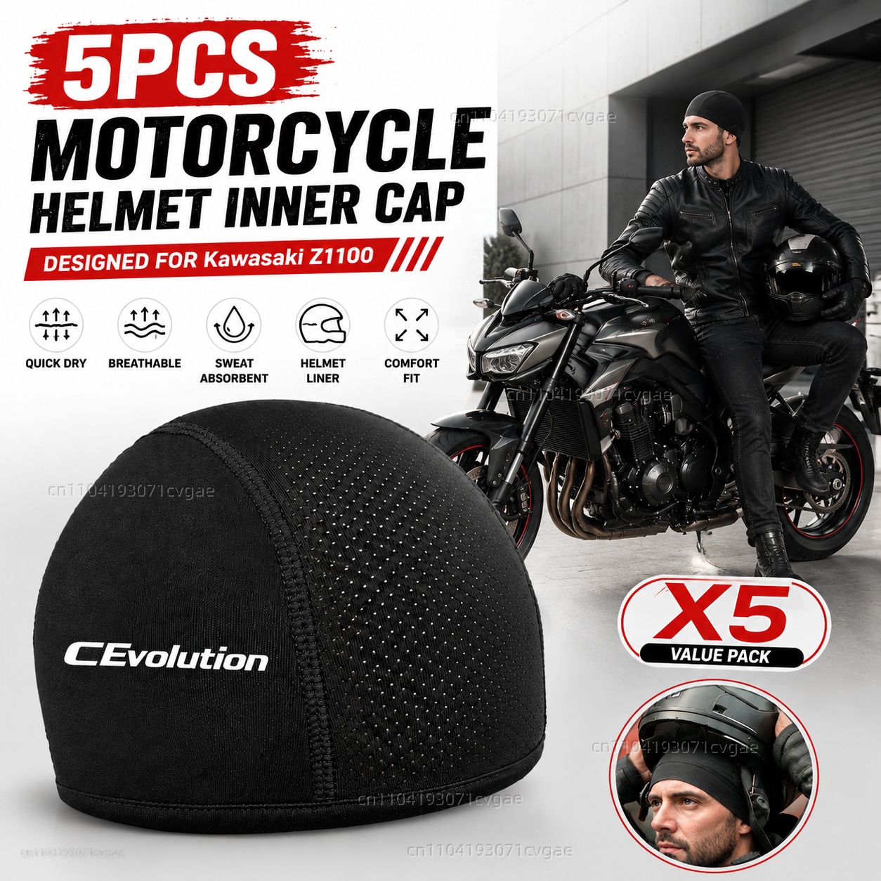 Motorcycle Gear For Men - 5pcs Motorcycle Helmet Inner Cap Hat